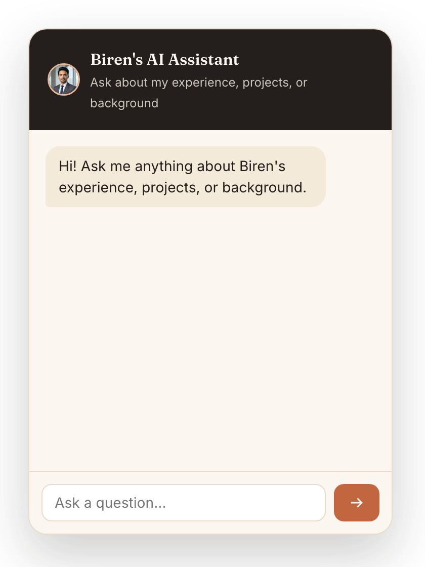 The open chat panel showing only the welcome message